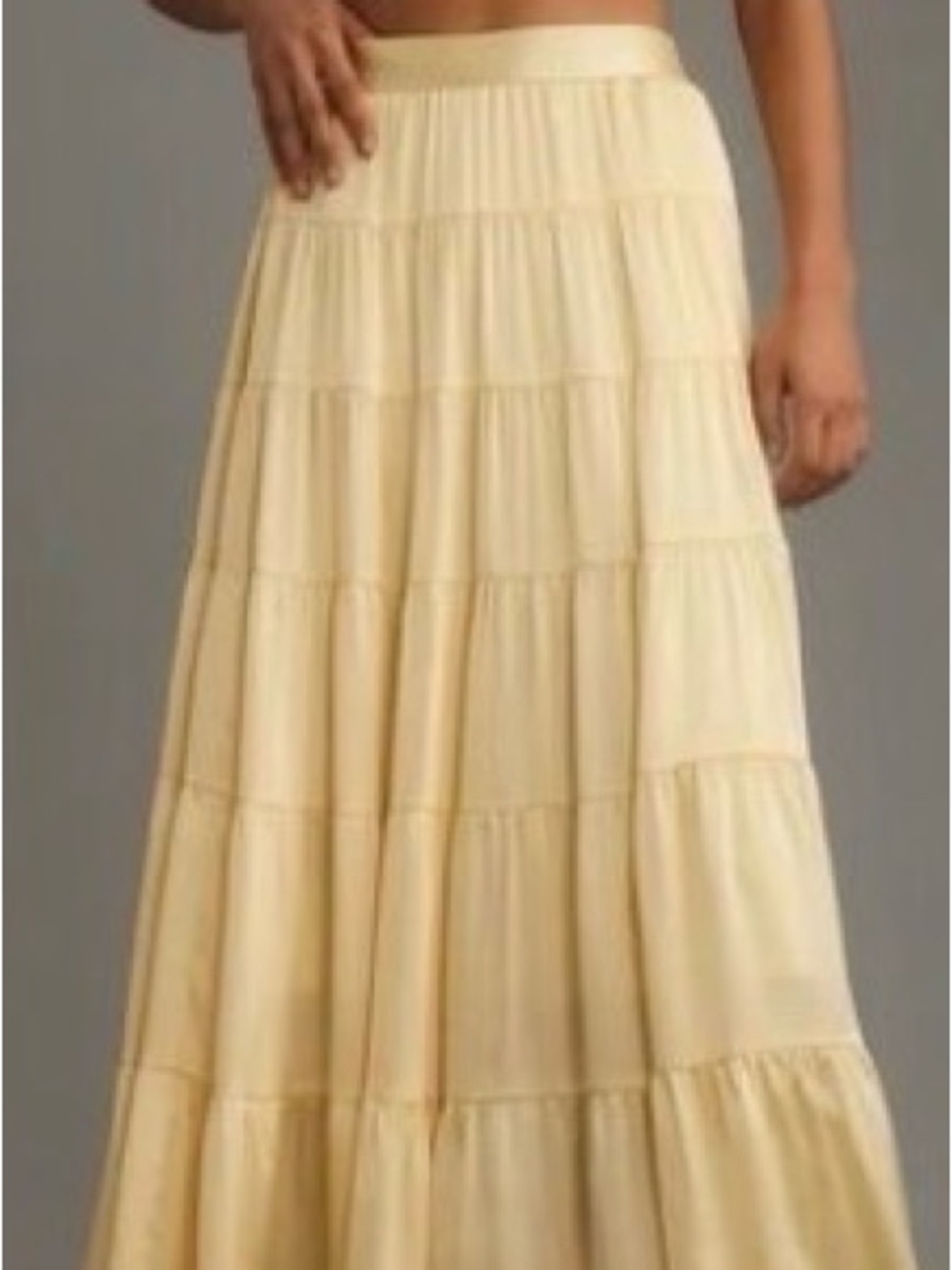 Anthropology Tiered  Maxi Skirt in Lt Yellow  Medium NWT